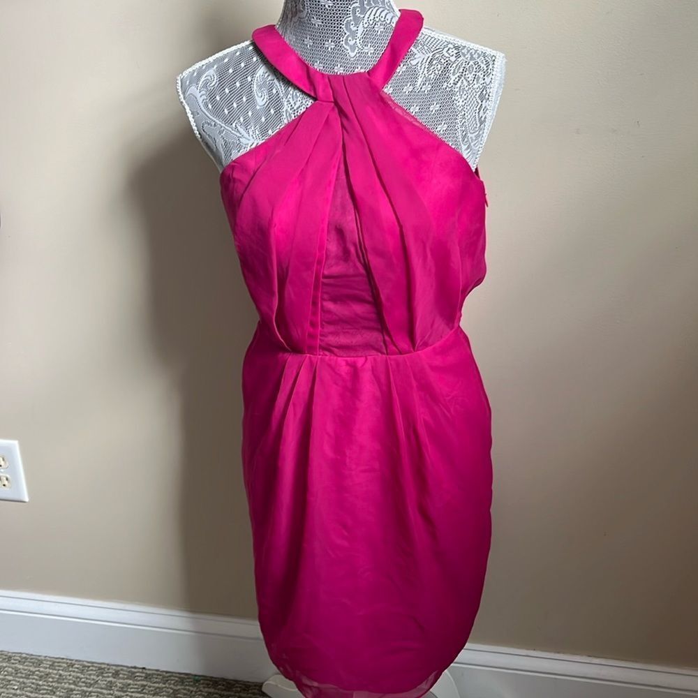 Kelly Faetanini EV124 - Short fuchsia Halter Cocktail Dress - Size 4